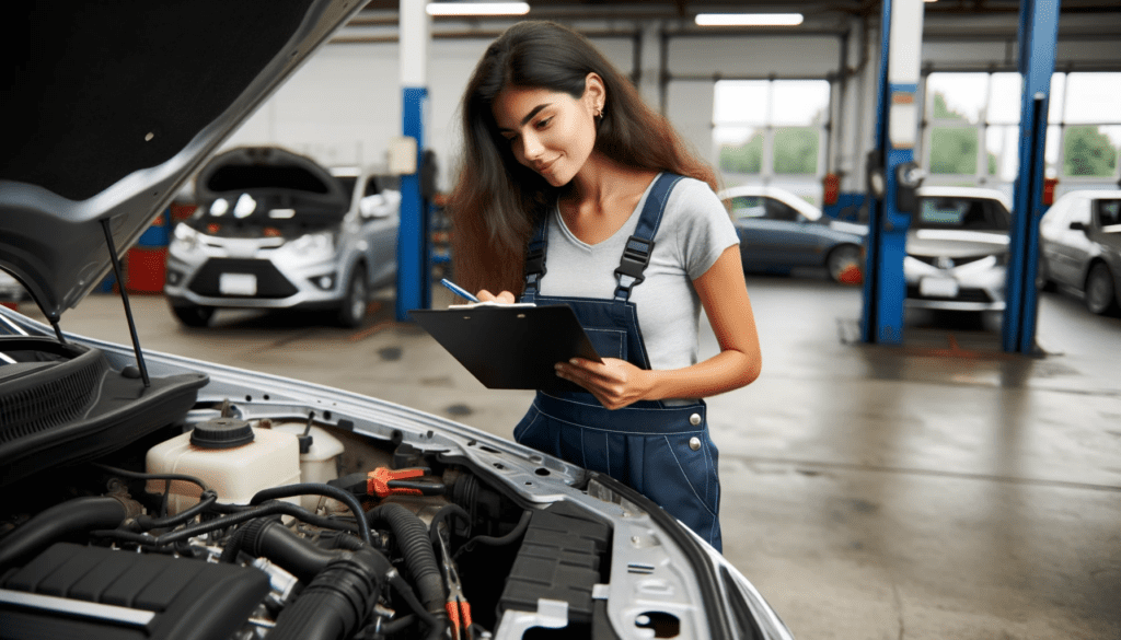 Chicago Autohaus Body Shop, examining the engine compartment of a vehicle